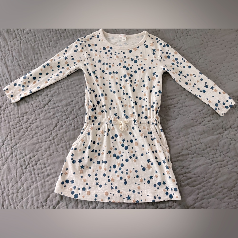 J. Crew CrewCuts Girls’ Stars Moons Dots Drawstring Dress Size XS (4/5) Pockets